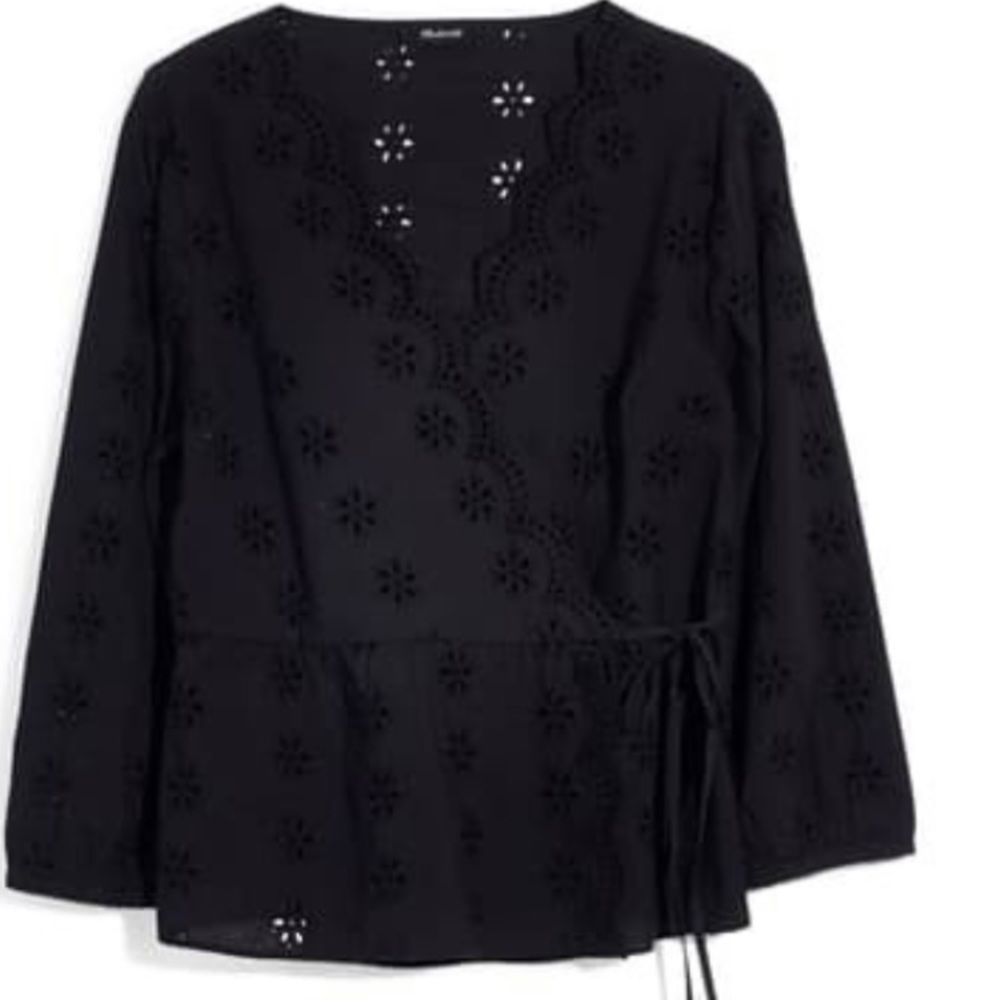 Madewell Scalloped Wrap Eyelet Top, Size PXS